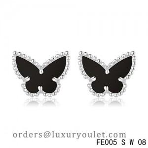 Van Cleef & Arpels Sweet Alhambra Black Onyx Butterfly Earstuds White Gold