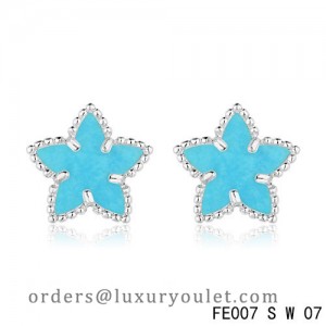Van Cleef and Arpels White Gold Lucky Alhambra Turquoise Star Earstuds