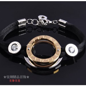 Bvlgari Bracelet in 18kt Yellow Gold and White Gold on a Black C