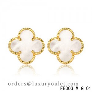 Van Cleef & Arpels Yellow Gold Vintage Alhambra White MOP Earsteds