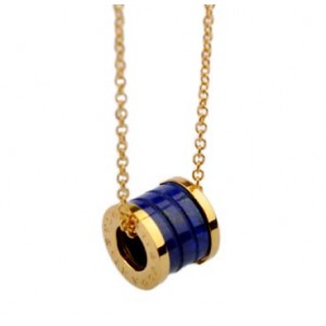 Bvlgari BZERO1 Pendant Necklace in 18kt Pink Gold with Blue Marb