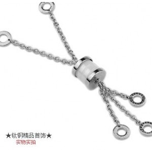 Bvlgari BZERO1 Charms Necklace in 18kt White Gold with White Cer