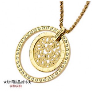 Bvlgari Condo Necklace in 18kt Yellow Gold Paved With Diamonds