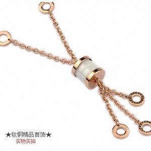 Bvlgari BZERO1 Charms Necklace in 18kt Pink Gold with White Cera