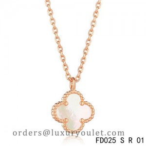 Van Cleef & Arpels Sweet Alhambra Necklace Pink Gold White Mother of Pearl
