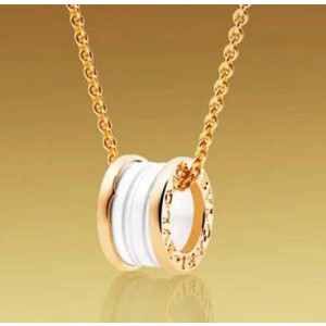 Bvlgari Bzero1 Pendant Necklace in 18kt Pink Gold With White Cer