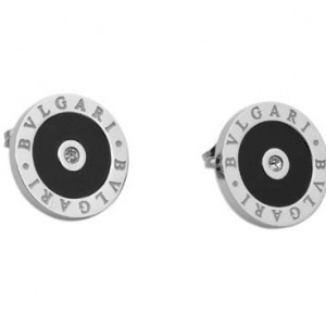 Bvlgari Stud Earrings in 18kt White Gold with Black Mother of Pe