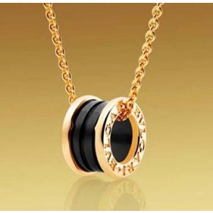 Bvlgari Bzero1 Pendant Necklace in 18kt Pink Gold With Black Cer
