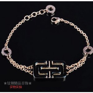 Bvlgari PARENTESI Bracelet in 18kt Pink Gold with Black Charm