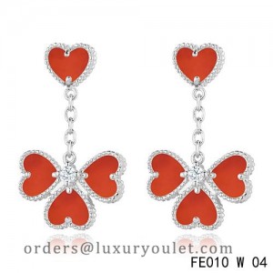 Sweet Alhambra Effeuillage Earclips White Gold 4 Carnelian