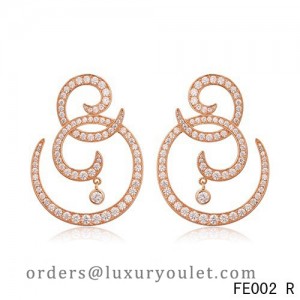 Van Cleef Arpels Pink Gold Oiseaux de Paradis Volutes Diamond Earstuds