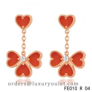 Sweet Alhambra Effeuillage Earclips Pink Gold 4 Carnelian