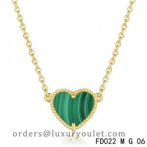 Van Cleef Arpels Sweet Alhambra Malachite Heart Necklace Yellow Gold