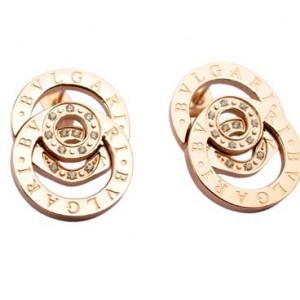 Bvlgari Two-Ring Stud Earrings in 18kt Pink Gold