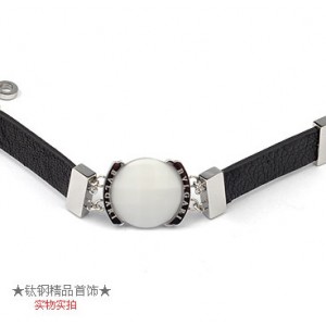 Bvlgari BRACELET WITH BLACK Calfskin and WHITE MOTHER OF PEARL