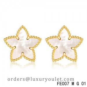 Van Cleef and Arpels Yellow Gold Sweet Alhambra White MOP Star Earstuds