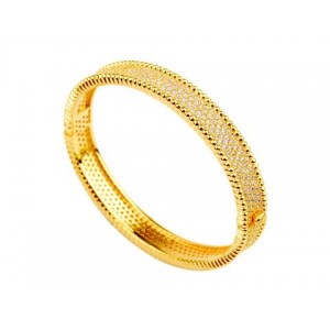 Van Cleef & Arpels Perlee Diamond Bracelet in 18kt Yellow Gold, Medium Model