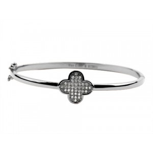 Van Cleef & Arpels Perlee Bracelet/Bangle in 18kt White Gold with Pave Diamonds
