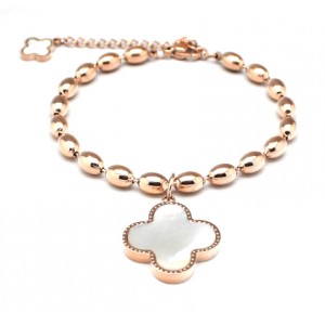 Van Cleef & Arpels Perlee Alhambra Clover Bracelet, Pink Gold with Mother of Pearl