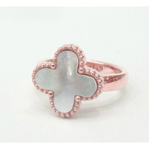 Van Cleef & Arpels Magic Alhambra Ring in Pink Gold with Smooth White Mother of Pearl