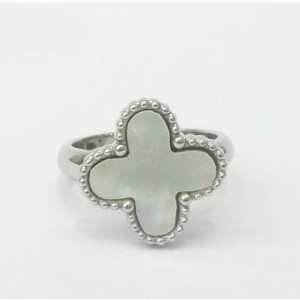 Van Cleef & Arpels Magic Alhambra Ring in White Gold with Smooth White Mother of Pearl