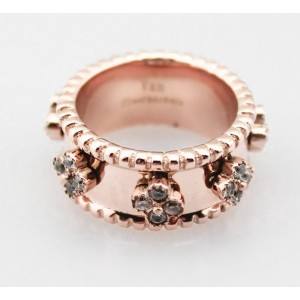 Van Cleef & Arpels Perlee Clover Ring in Pink Gold with Diamonds, Small Model