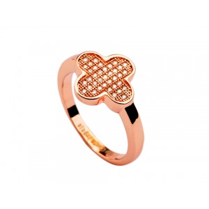 Van Cleef & Arpels Perlee Ring in 18kt Pink Gold with Pave Diamonds