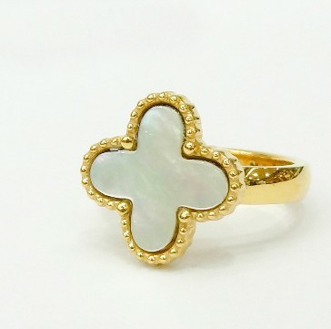 Van Cleef & Arpels Magic Alhambra Ring in Yellow Gold with Smooth White Mother of Pearl